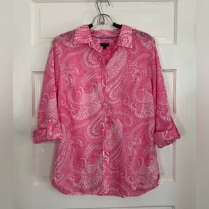 Talbots Pink Paisley Button Down Shirt